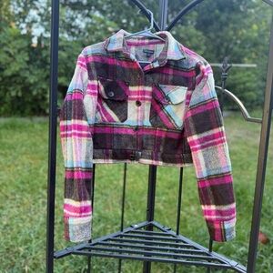 WILD FABLE Plaid Cropped Boho Jacket with Pockets Size Small